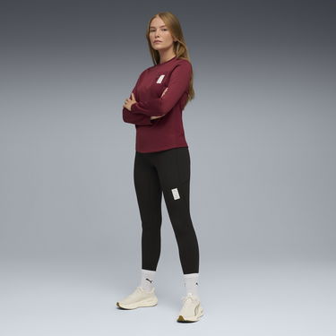 Tričko Puma Textured Long-Sleeved Crew Neck Top with Zipper Chest Pocket, PUMA x SAYSKY Vínová | 660240_90, 2