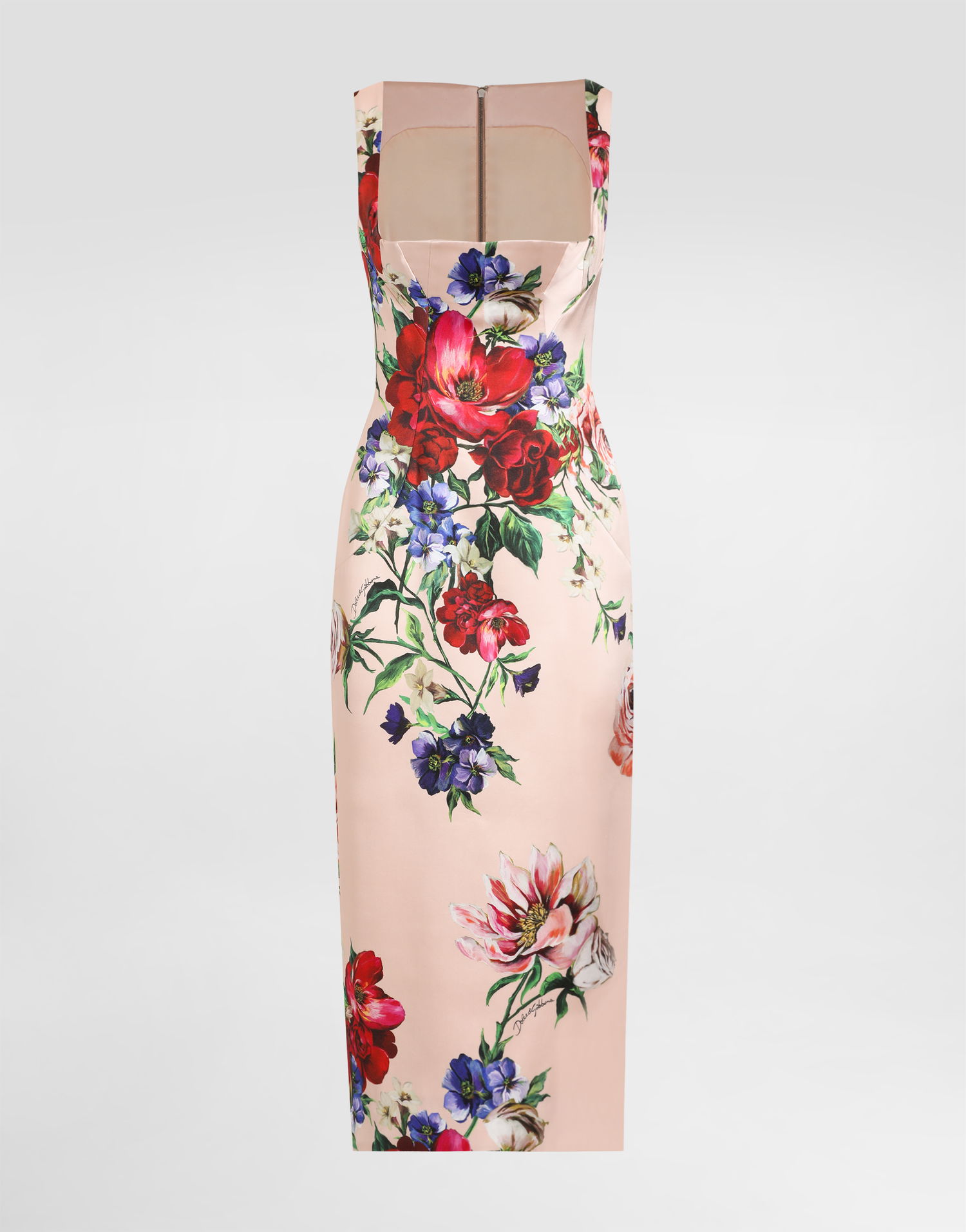 Šaty Dolce & Gabbana Dolce & Gabbana Satin Sheath Midi Dress with Floral Print Ružová | F6TTYTFSIB5H25PR, 0