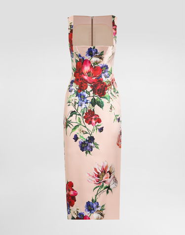 Šaty Dolce & Gabbana Dolce & Gabbana Satin Sheath Midi Dress with Floral Print Ružová | F6TTYTFSIB5H25PR, 0
