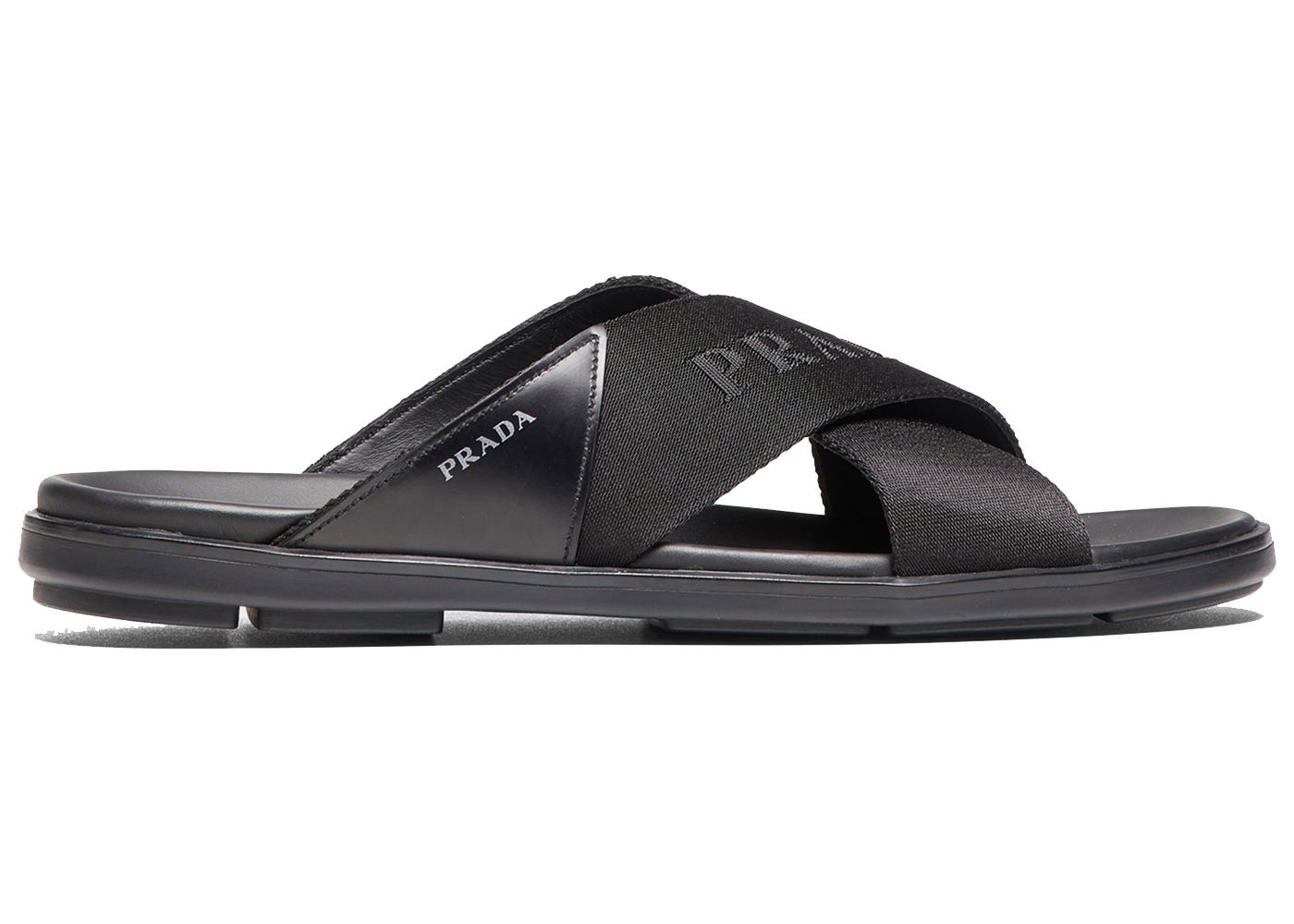 Tenisky a topánky Prada Nylon Tape Crisscross Slides Black Leather (Men's) Čierna | 2X3032_3L74_F0002, 0
