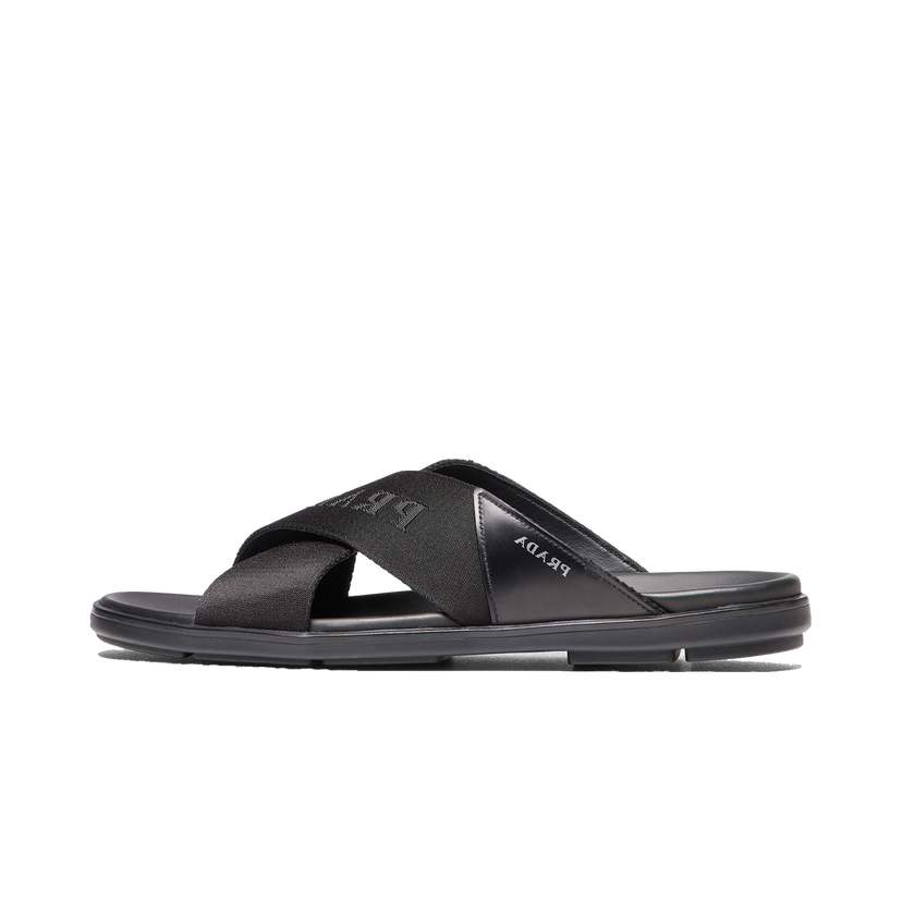 Tenisky a topánky Prada Nylon Tape Crisscross Slides Black Leather (Men's) Čierna | 2X3032_3L74_F0002