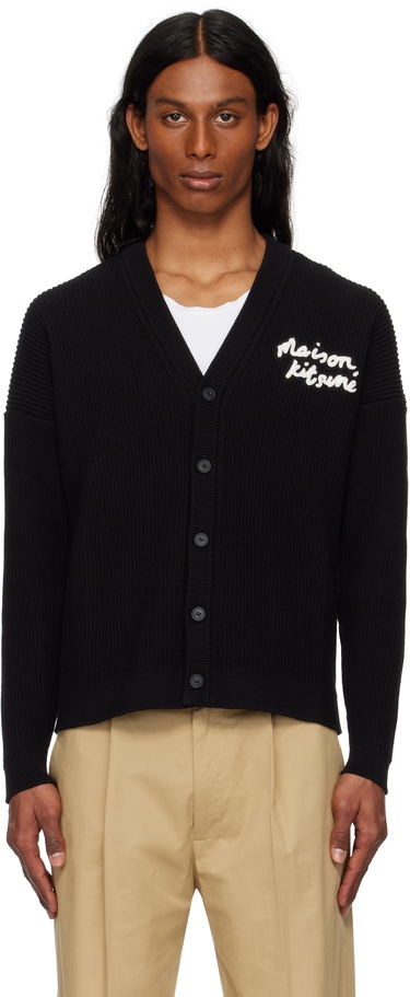 Sveter MAISON KITSUNÉ Handwriting Comfort Ribbed Cardigan by Maison Kitsuné Čierna | OM00505KT1126, 0
