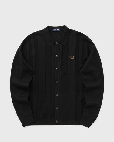 Košeľa Fred Perry Knitted Button-Through Shirt Čierna | K9726-102, 0