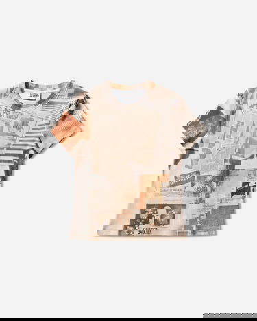 Tričko Jean Paul Gaultier Jean Paul Gaultier Ribbed Cotton Journal T-Shirt Béžová | 26-01-W-TO400-J026P 030830, 1