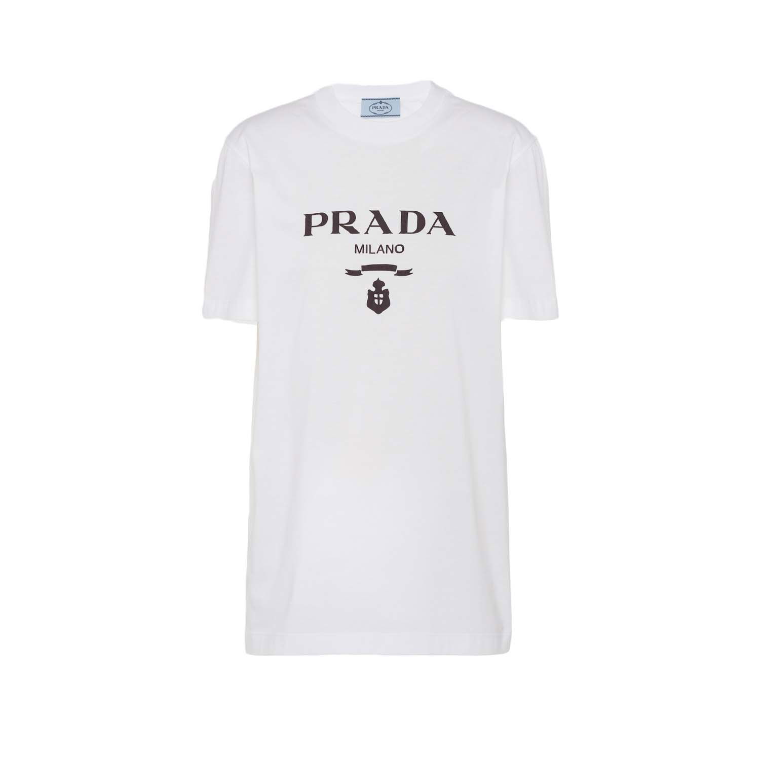 Tričko Prada Embroidered Jersey T-shirt Biela | 35838R_10GN_F0009_S_162, 0