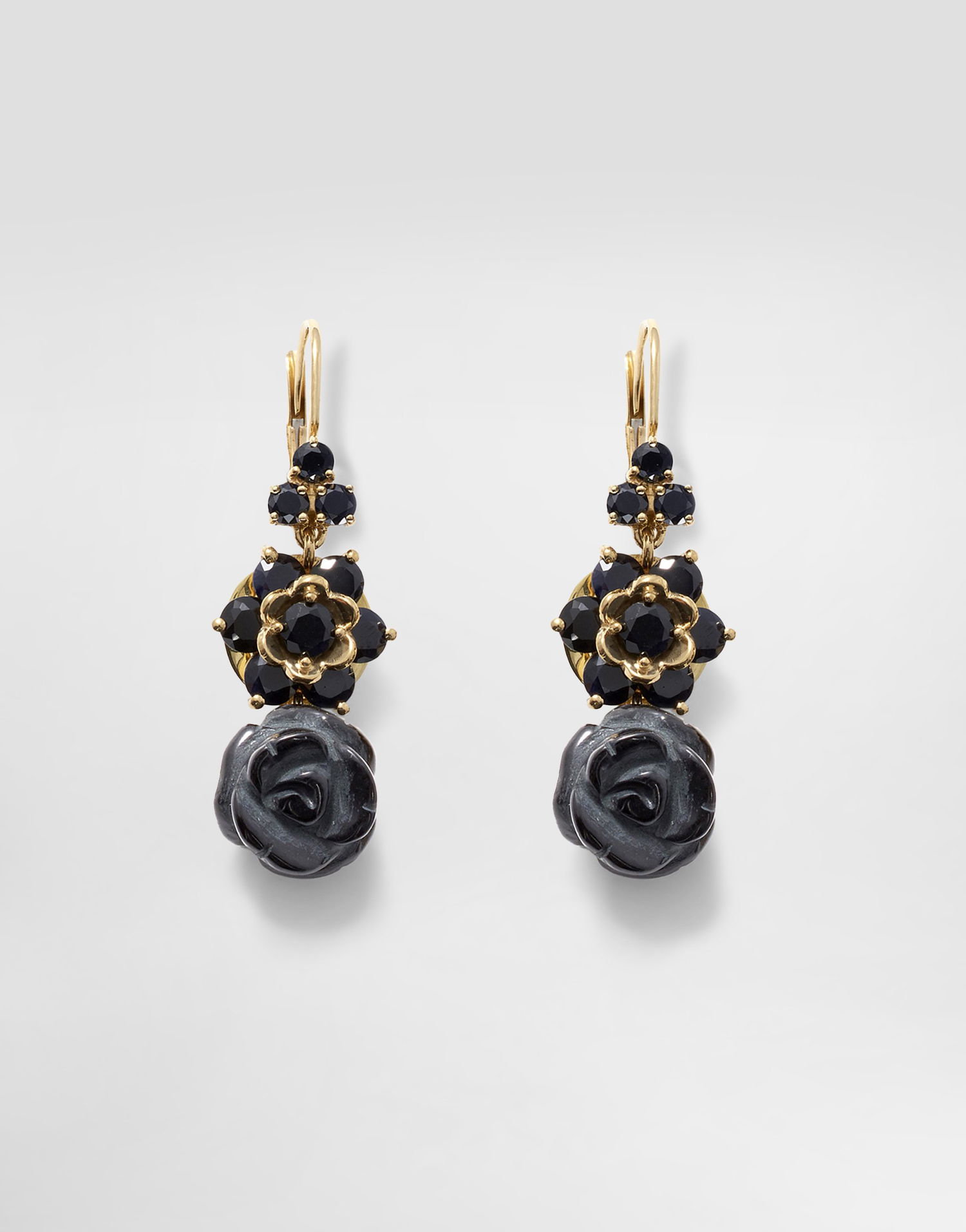 Náušnice Dolce & Gabbana Dolce & Gabbana Sicily 18K Yellow Gold, Black Sapphires & Jade Earrings Čierna | WEDS8GW0001ZOO00, 0