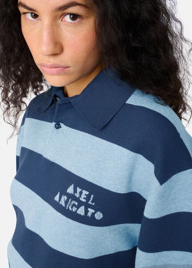 Sveter AXEL ARIGATO Frey Striped Long-Sleeve Polo Sweater Modrá | A3315001, 8