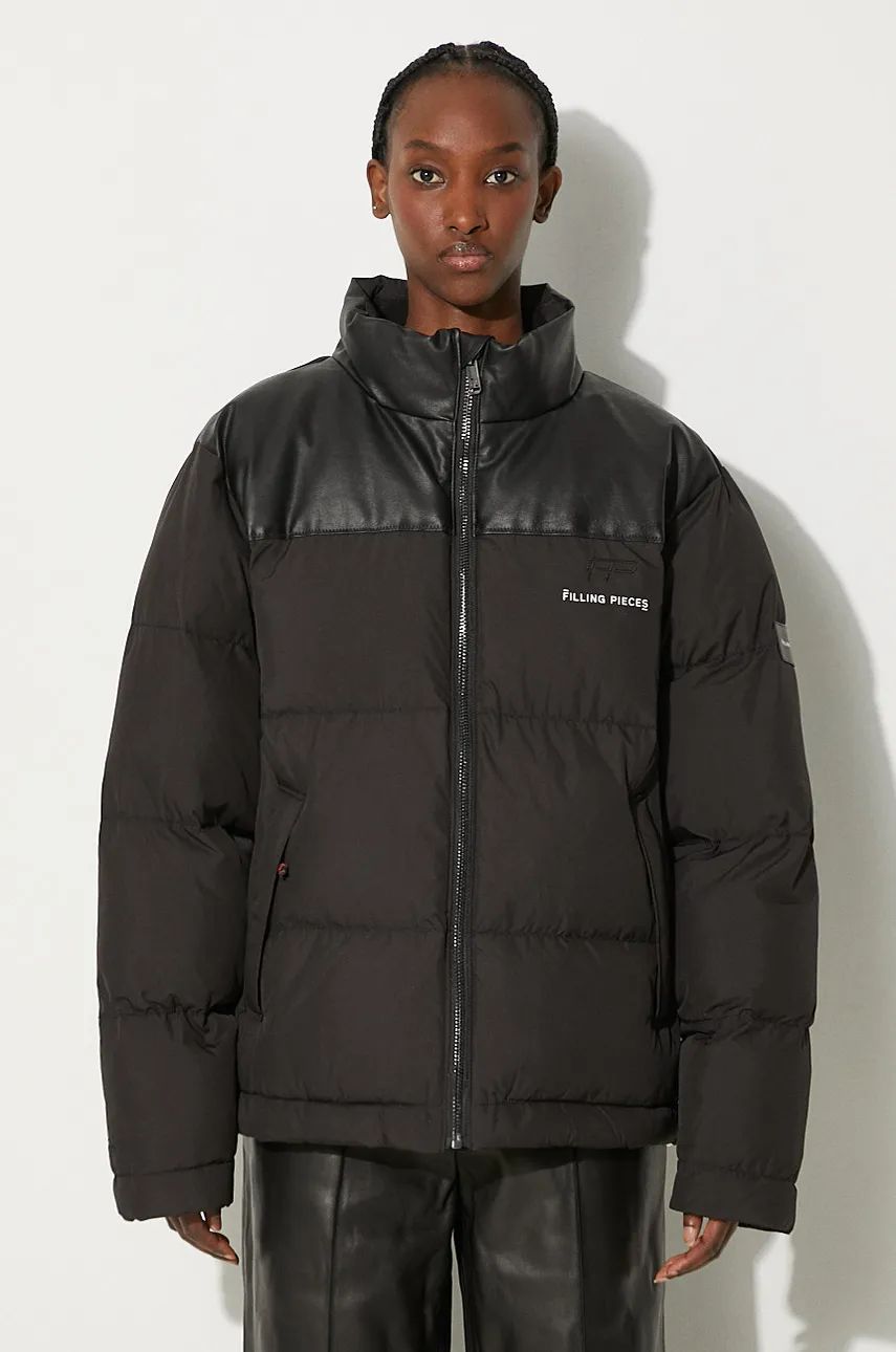 Prešívaná bunda Filling Pieces Puffer Jacket With Leather Panels Čierna | 78616961861, 0