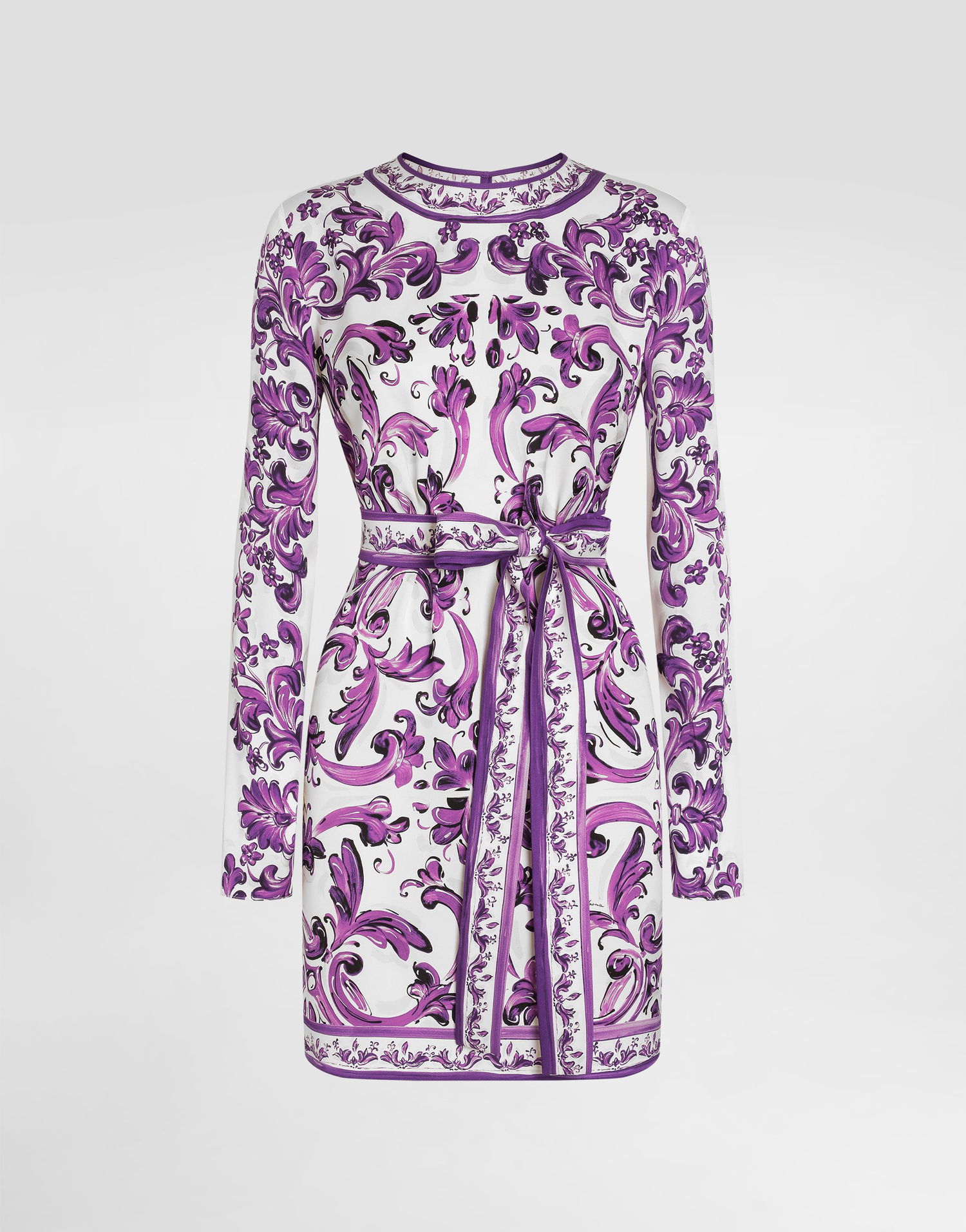 Šaty Dolce & Gabbana Dolce & Gabbana Majolica-Print Charmeuse Mini Dress Fialová | F6TVCTHPAE8HD5DQ, 0