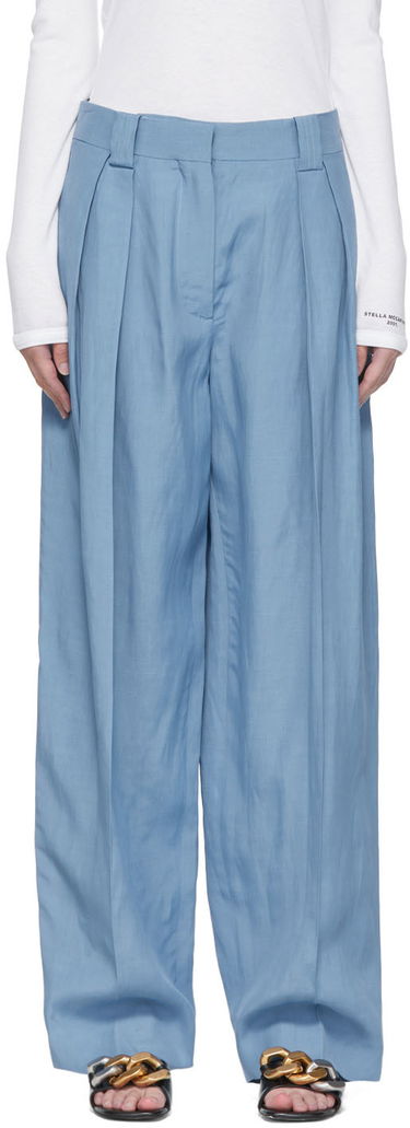 Nohavice Stella McCartney Stella McCartney Wide-Leg Viscose Trousers Modrá | 6045433STA49, 0
