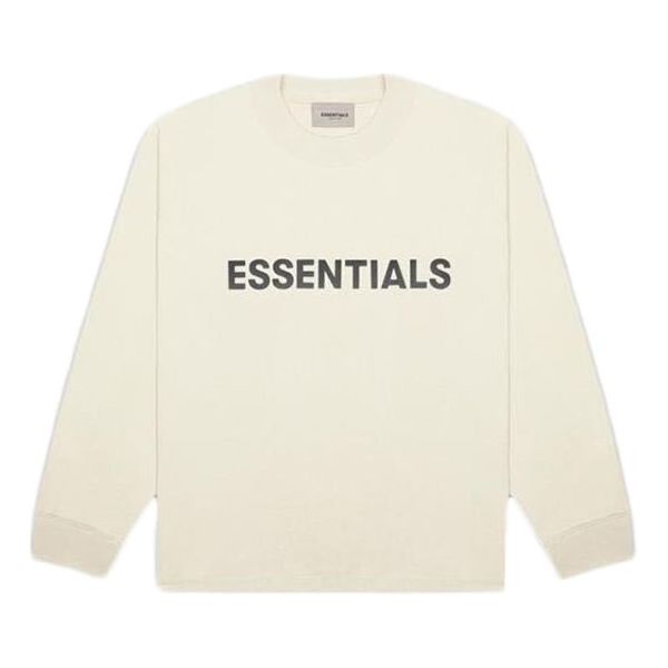 Sveter Fear of God Essentials 3D Silicon Applique Boxy Long Sleeve Tee Béžová | FOG-SS20-412