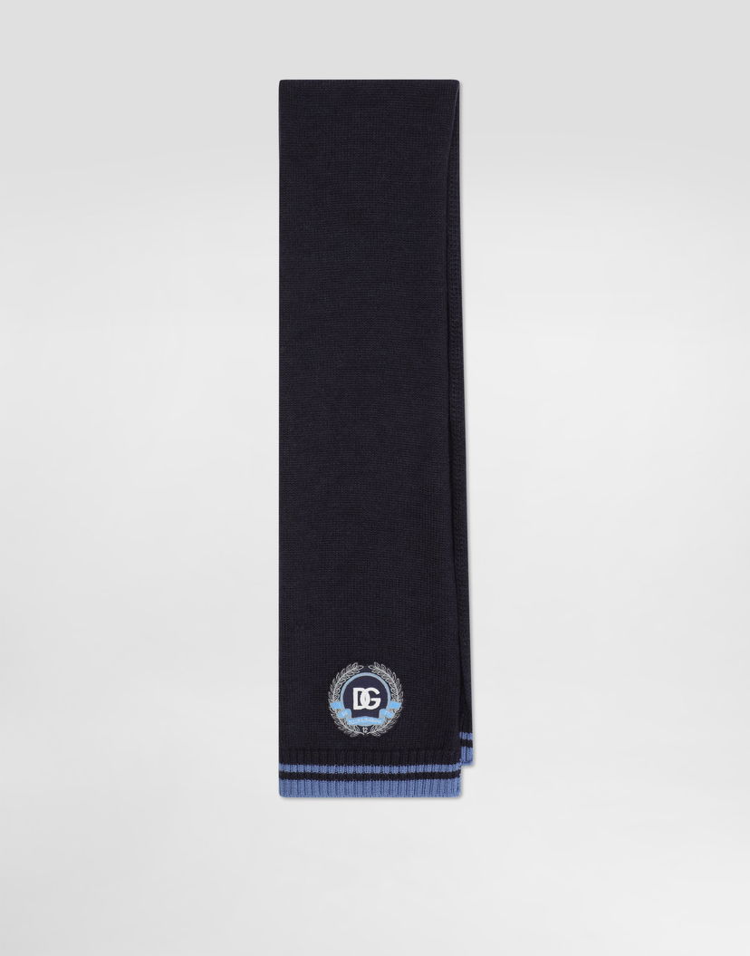 Šál Dolce & Gabbana Dolce & Gabbana Knitted Scarf with Embroidered DG Patch Navy | LBKAG6JDVBIB3895