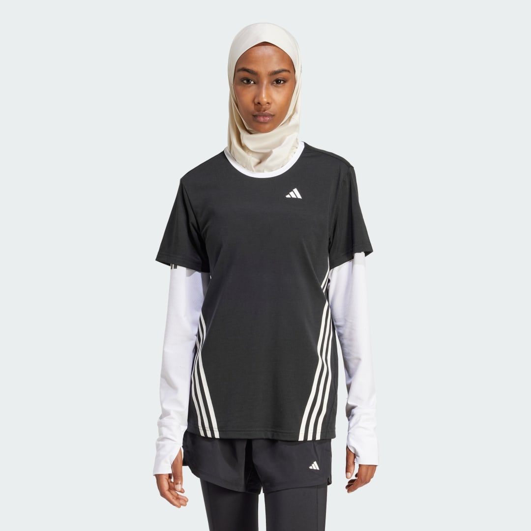 Tričko adidas Performance Wrapping 3-Stripes T-Shirt Čierna | IW8783, 0