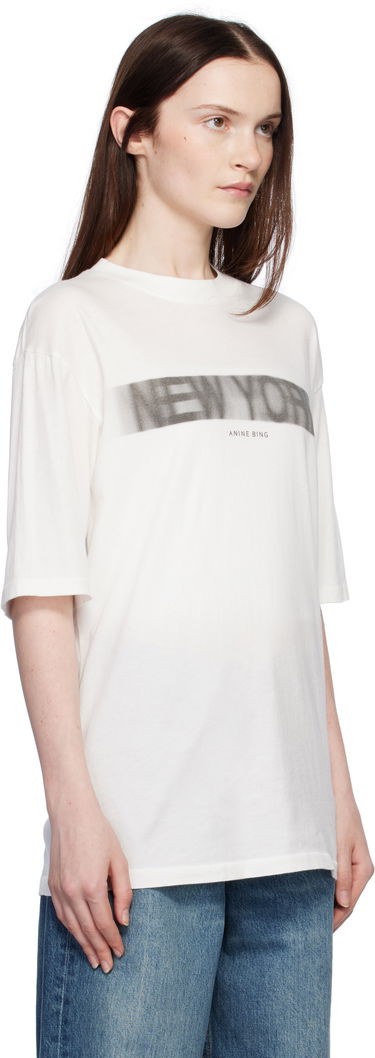 Tričko Anine Bing Cason Graphic Print Cotton T-Shirt Biela | A-08-10131-IVY1, 1