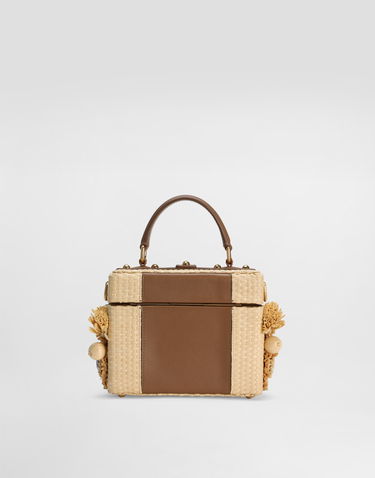 Kabelka Dolce & Gabbana Dolce & Gabbana Dolce Box Crochet Raffia Handbag with Embroidered Flowers and Crystals Béžová | BB7810AL9768W000, 3
