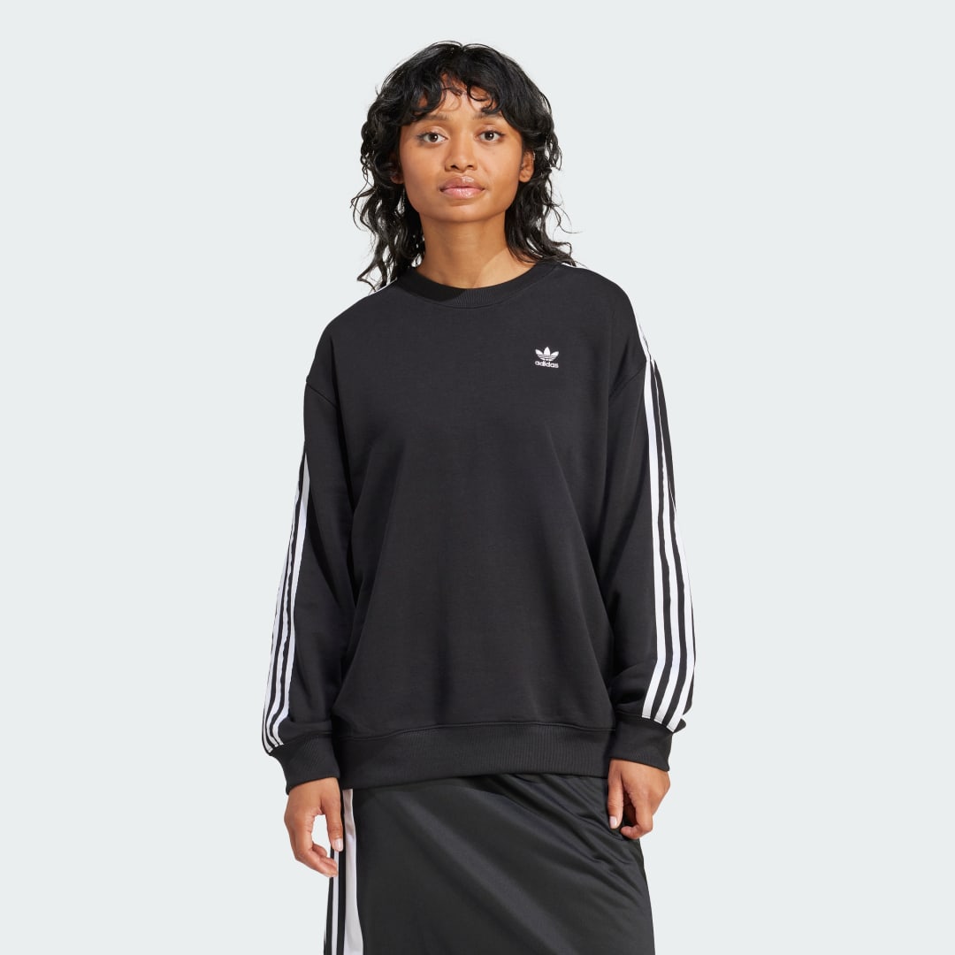 Sveter adidas Originals 3-Stripes Oversized Crewneck Čierna | IU2423, 0
