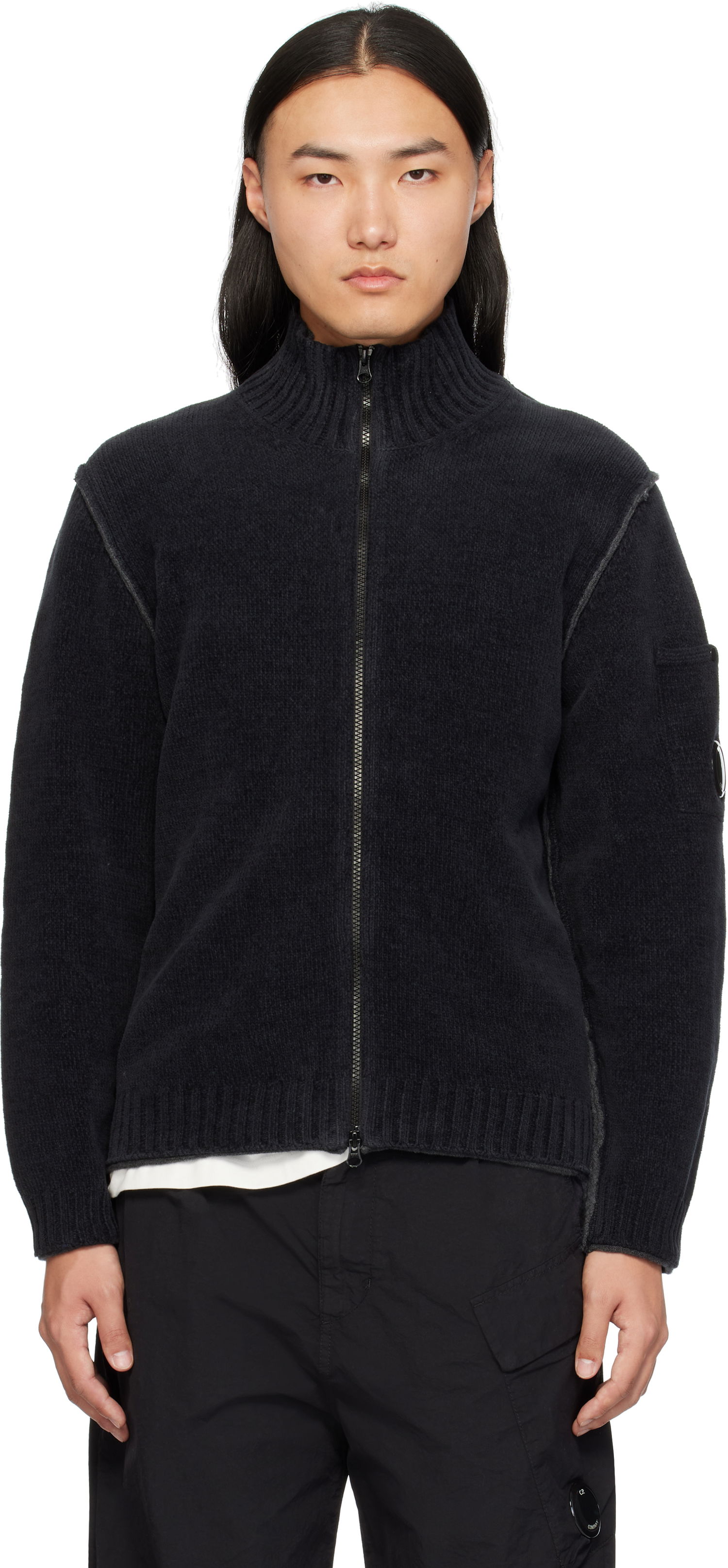 Sveter C.P. Company Double Zipped Knit Sweater Čierna | 17CMKN189A-110190G, 0