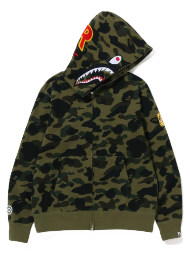 Mikina BAPE PONR 1St Camo Shark Full Zip Hoodie Zelené | 1I80-115-015
