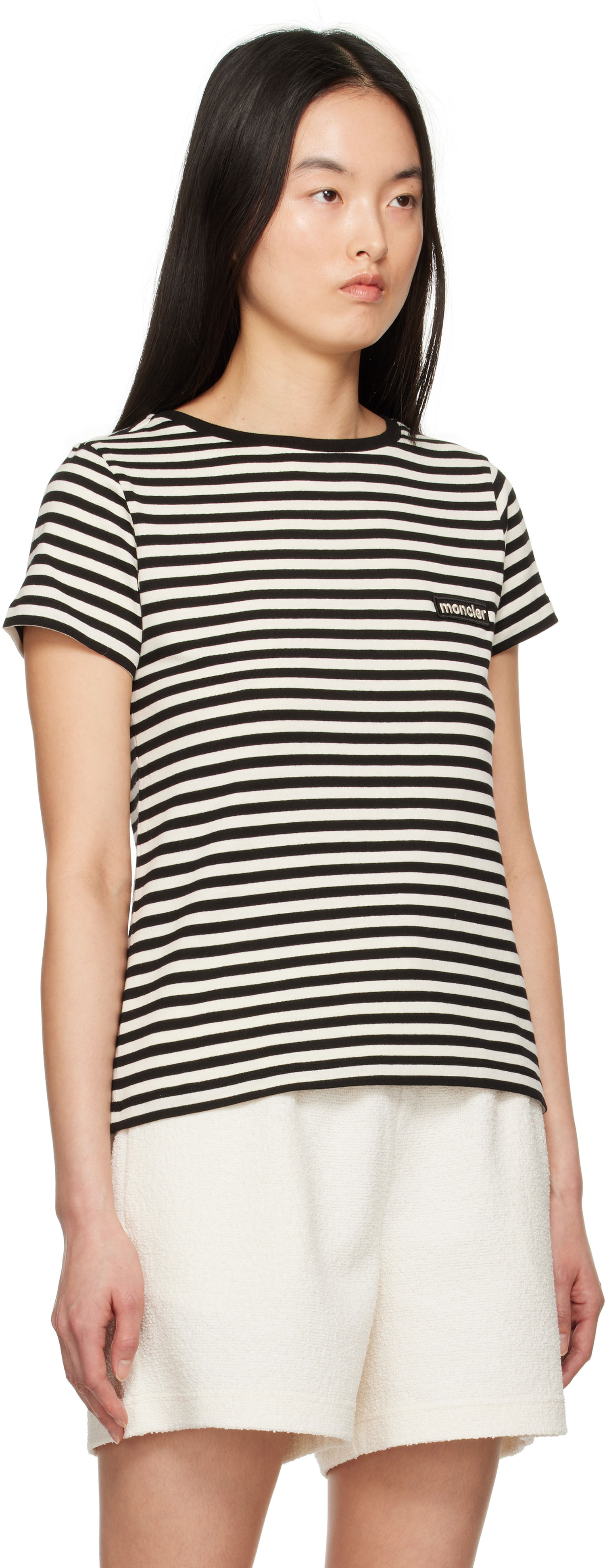 Tričko Moncler Moncler Striped T-Shirt Čierna | K10938C0004989AZC, 1