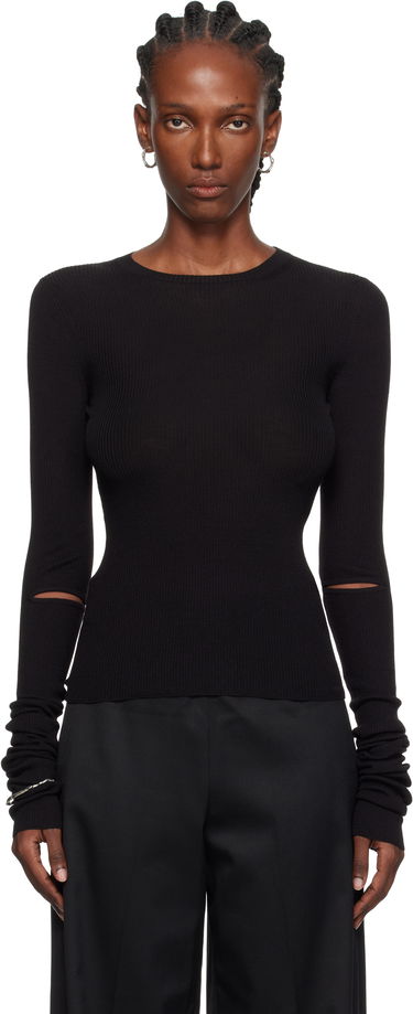 Sveter Ann Demeulemeester Ann Demeulemeester Lyell Elbow Cutout Fitted Sweater Čierna | 2520-W-KN02-KN043-099, 0