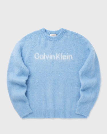 Sveter CALVIN KLEIN Brushed Alpaca Logo Crewneck Long-Sleeve Sweater Modrá | LV04RD306GC12, 2