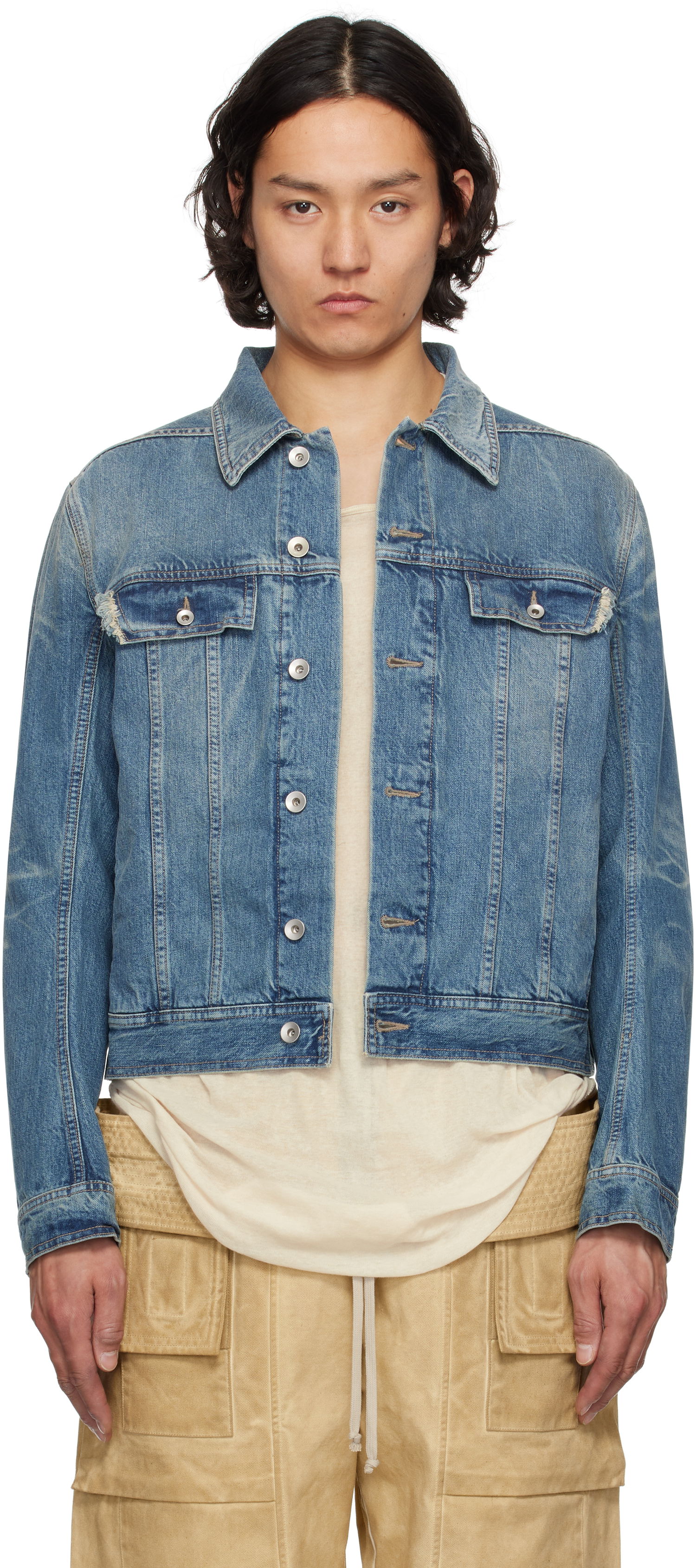 Bunda Rick Owens Rick Owens DRKSHDW Hollywood Trucker Denim Jacket Modrá | DU01E3751 DWB, 0