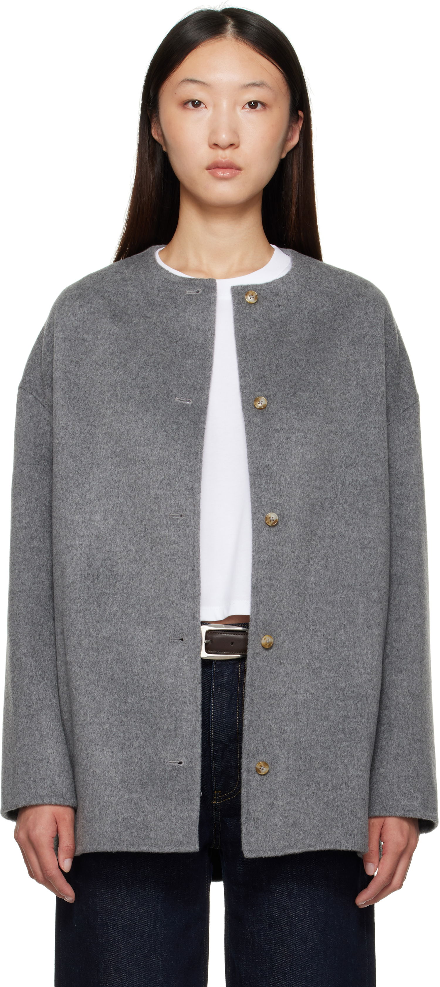 Kabáty Loulou de Saison Loulou de Saison Dunne Wool Short Coat Šedá | DUNNE, 0