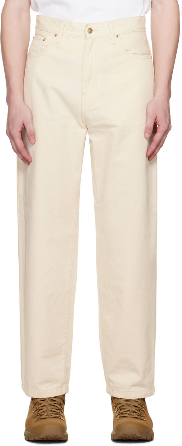Džínsy Carhartt WIP Off-White Derby Relaxed Fit Workwear Pants Béžová | I032110, 0