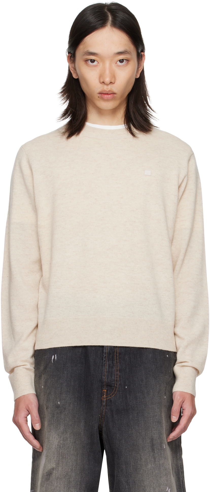 Sveter Acne Studios Acne Studios Crewneck Sweater Béžová | C60115-