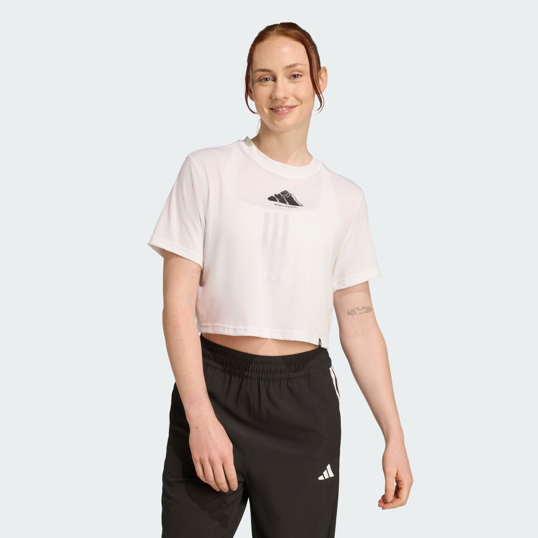 Crop Top adidas Performance CLIMACOOL Graphic Training Cropped T-Shirt Biela | JY3370, 0