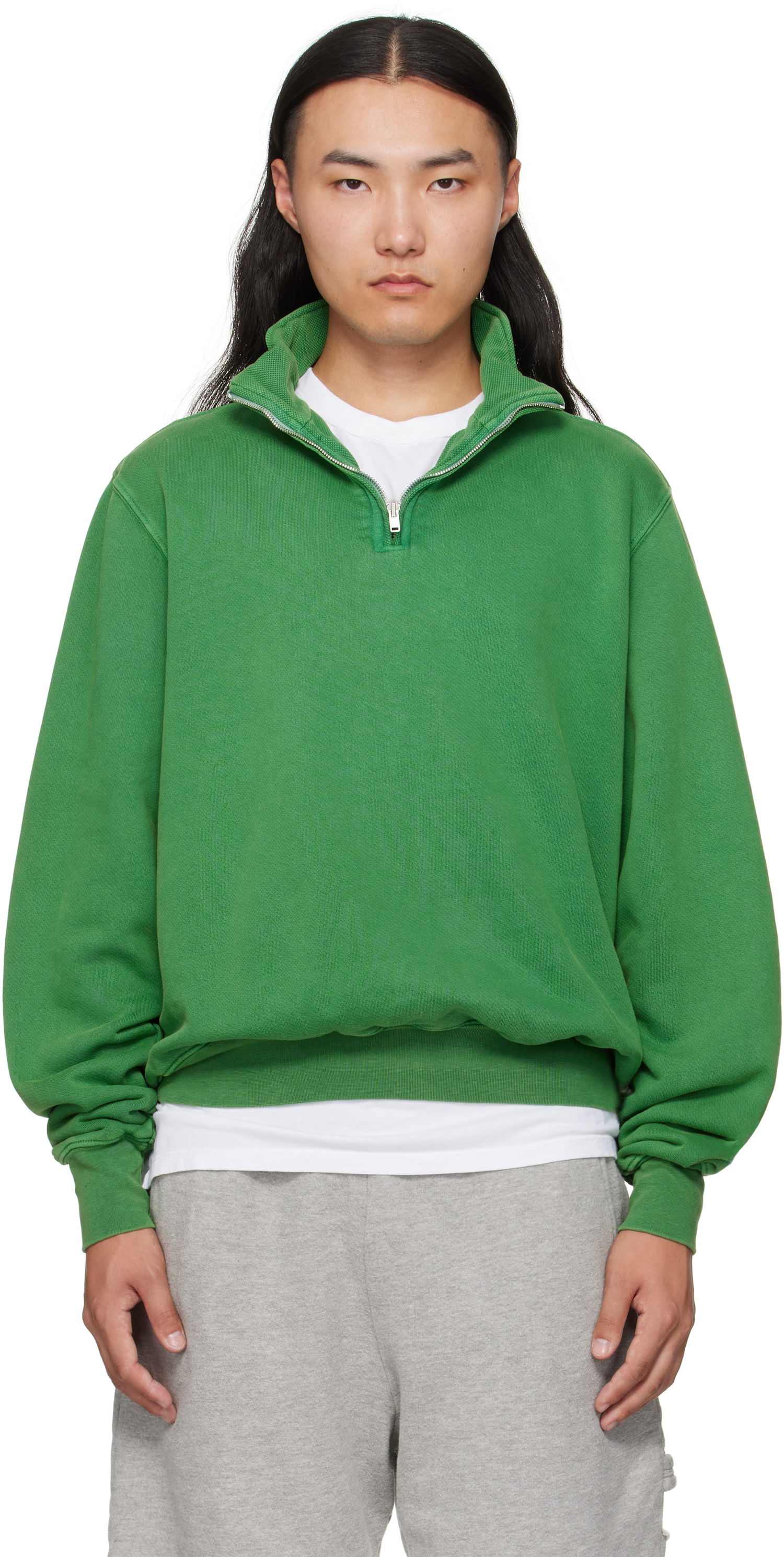 Mikina LES TIEN Les Tien Heavyweight Banded Yacht Sweatshirt Zelené | CF-1114-PD, 0