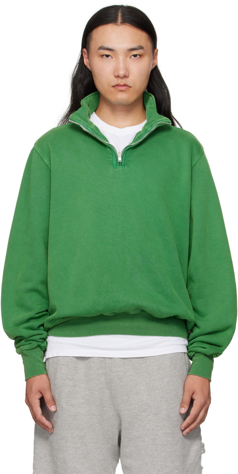 Mikina LES TIEN Les Tien Heavyweight Banded Yacht Sweatshirt Zelené | CF-1114-PD