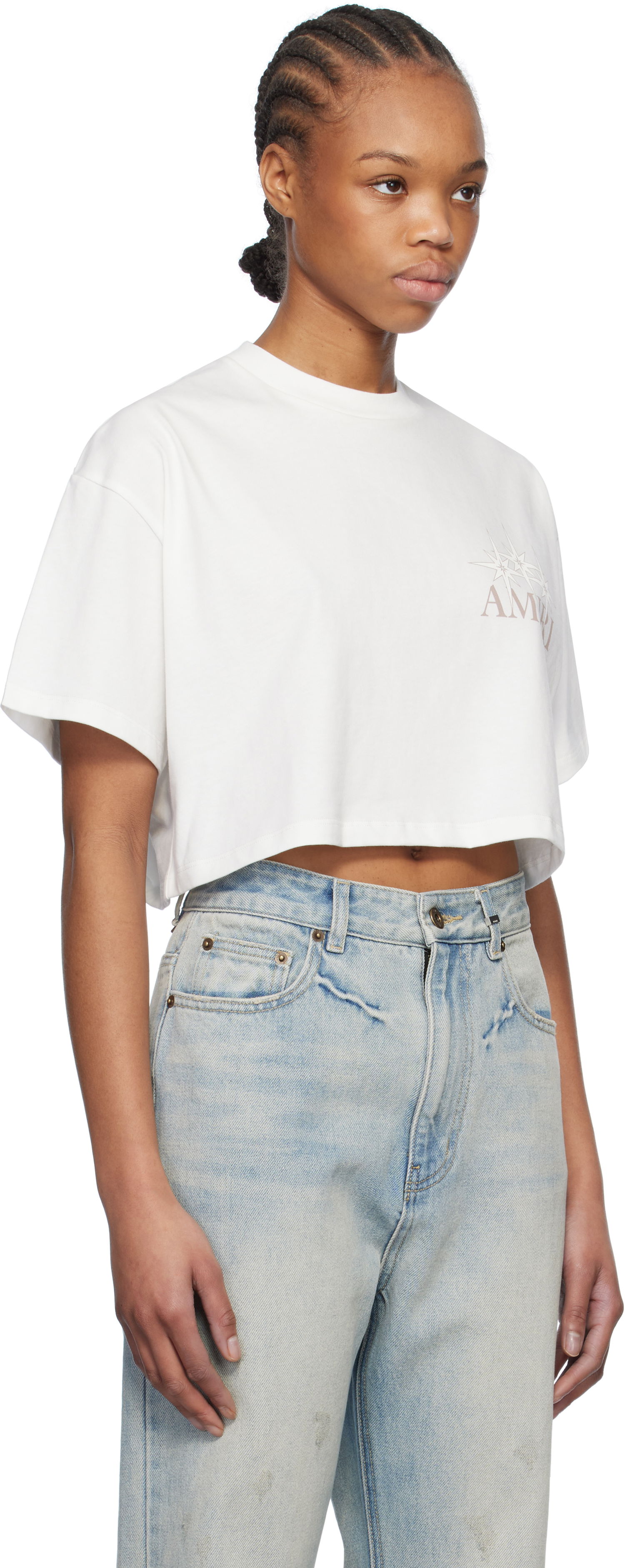Crop Top AMIRI AMIRI Starburst Cropped T-Shirt Biela | AWJYTE1047, 1