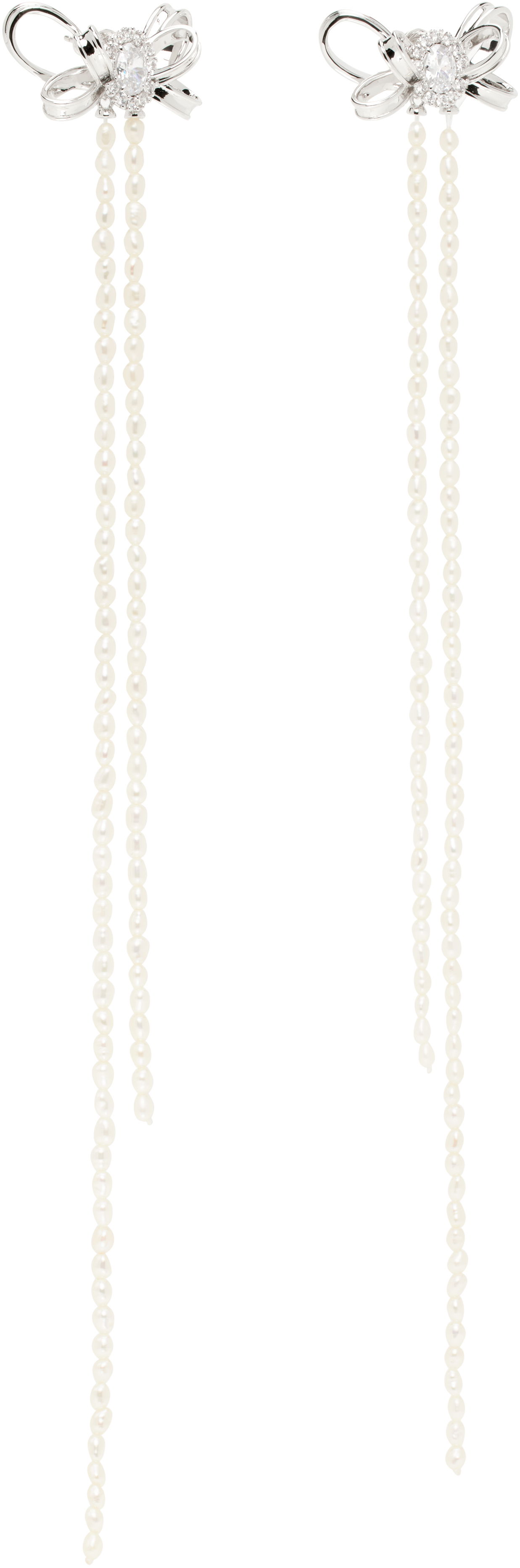 Náušnice SHUSHU/TONG YVMIN Edition Curly Bow Pearl Tassel Earrings Biela | 24719SLV00DN2, 1