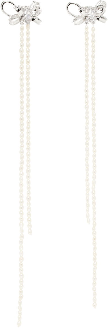 Náušnice SHUSHU/TONG YVMIN Edition Curly Bow Pearl Tassel Earrings Biela | 24719SLV00DN2, 1