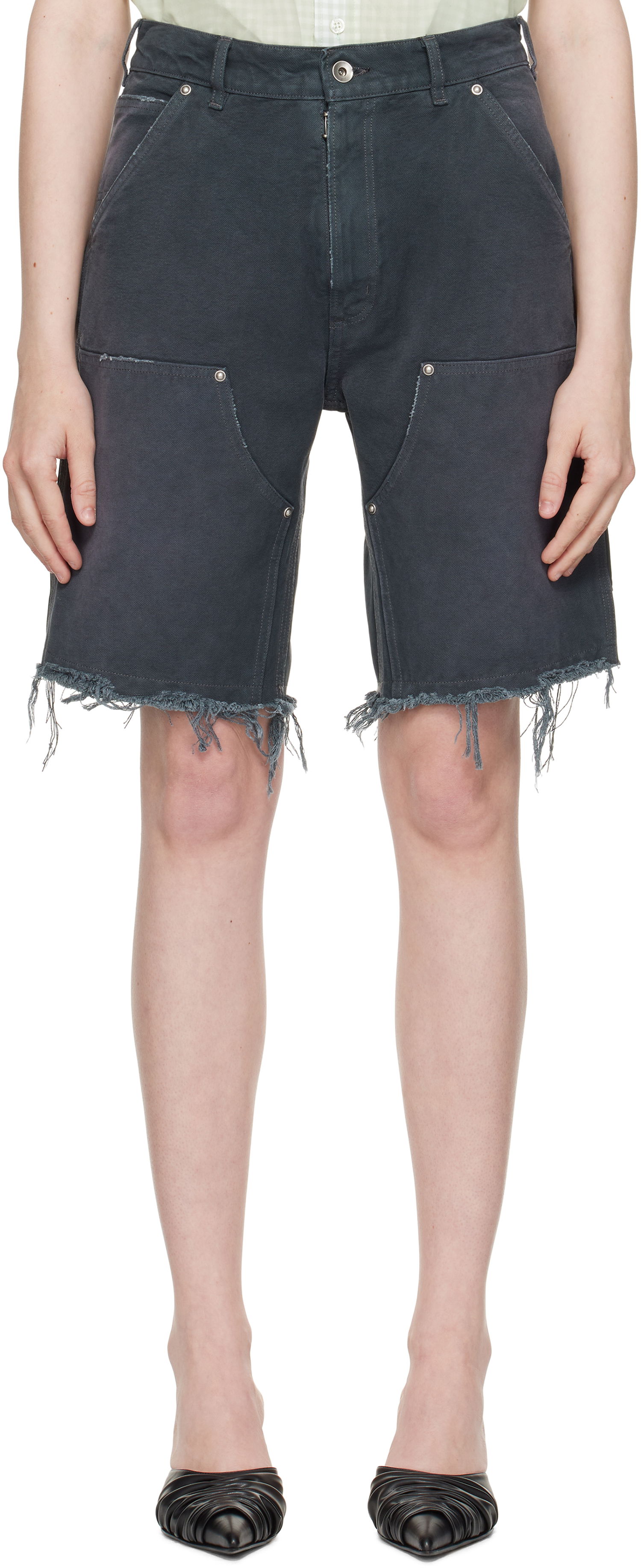 Šortky Maison Margiela Maison Margiela Studded Denim Shorts Šedá | S50MU0087 M35255, 0