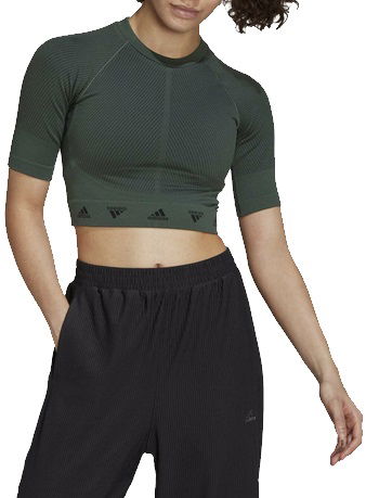 Crop Top adidas Originals AEROKNIT Crop Top Zelené | hj9802, 0