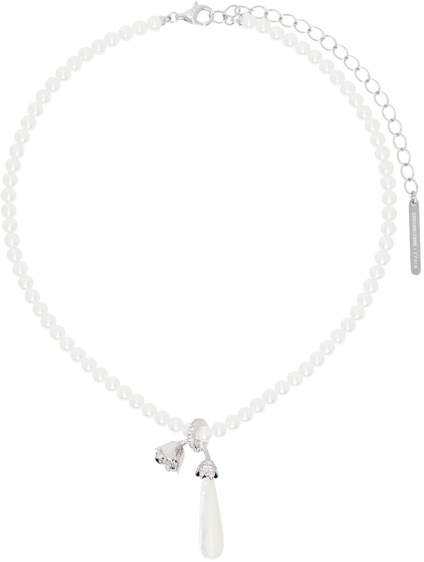 Náhrdelník SHUSHU/TONG SHUSHU/TONG YVMIN Edition Pearl Drop Sleeping Rose Necklace Biela | 22312SLV00NN, 0