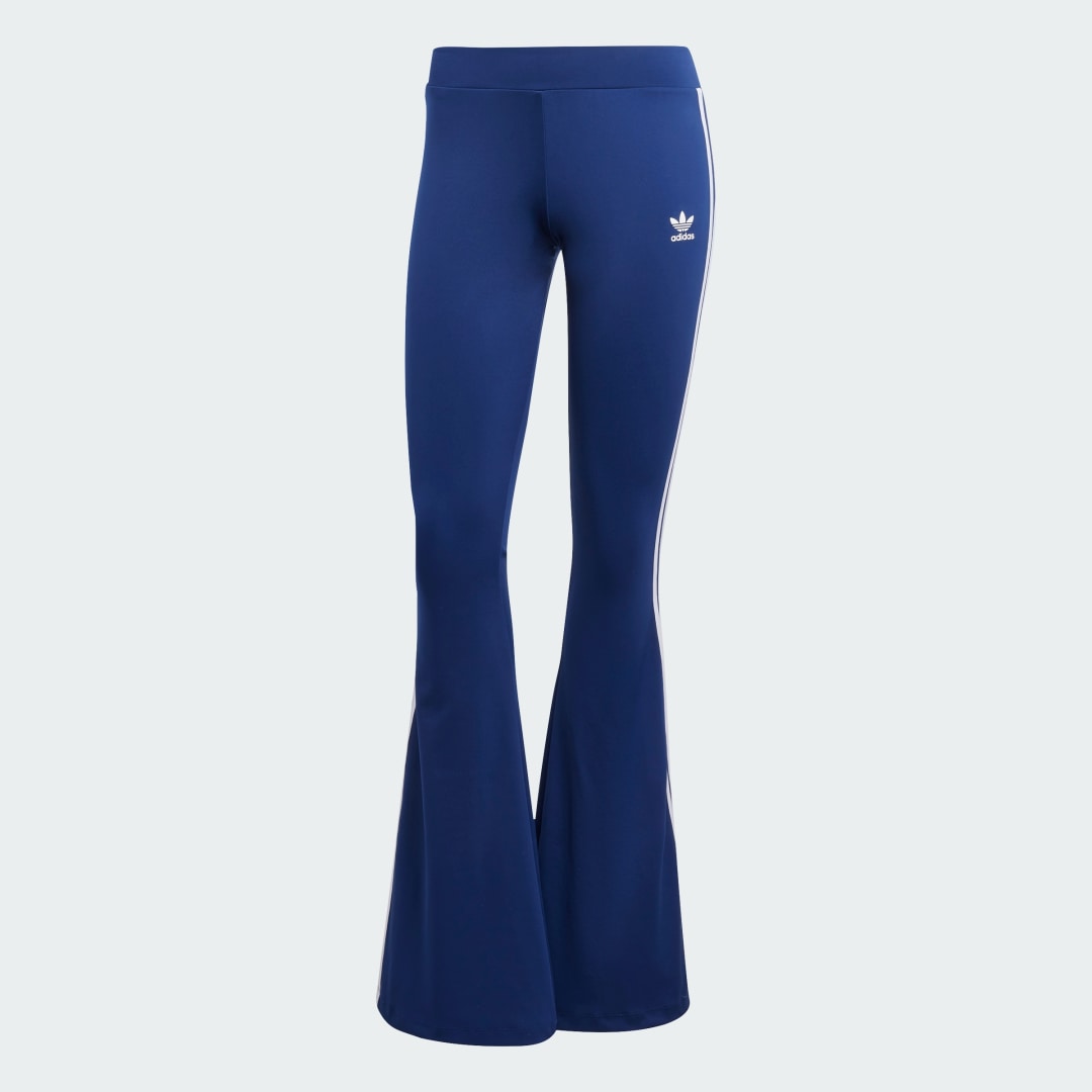 Blue Flared Leggings with Side Stripes