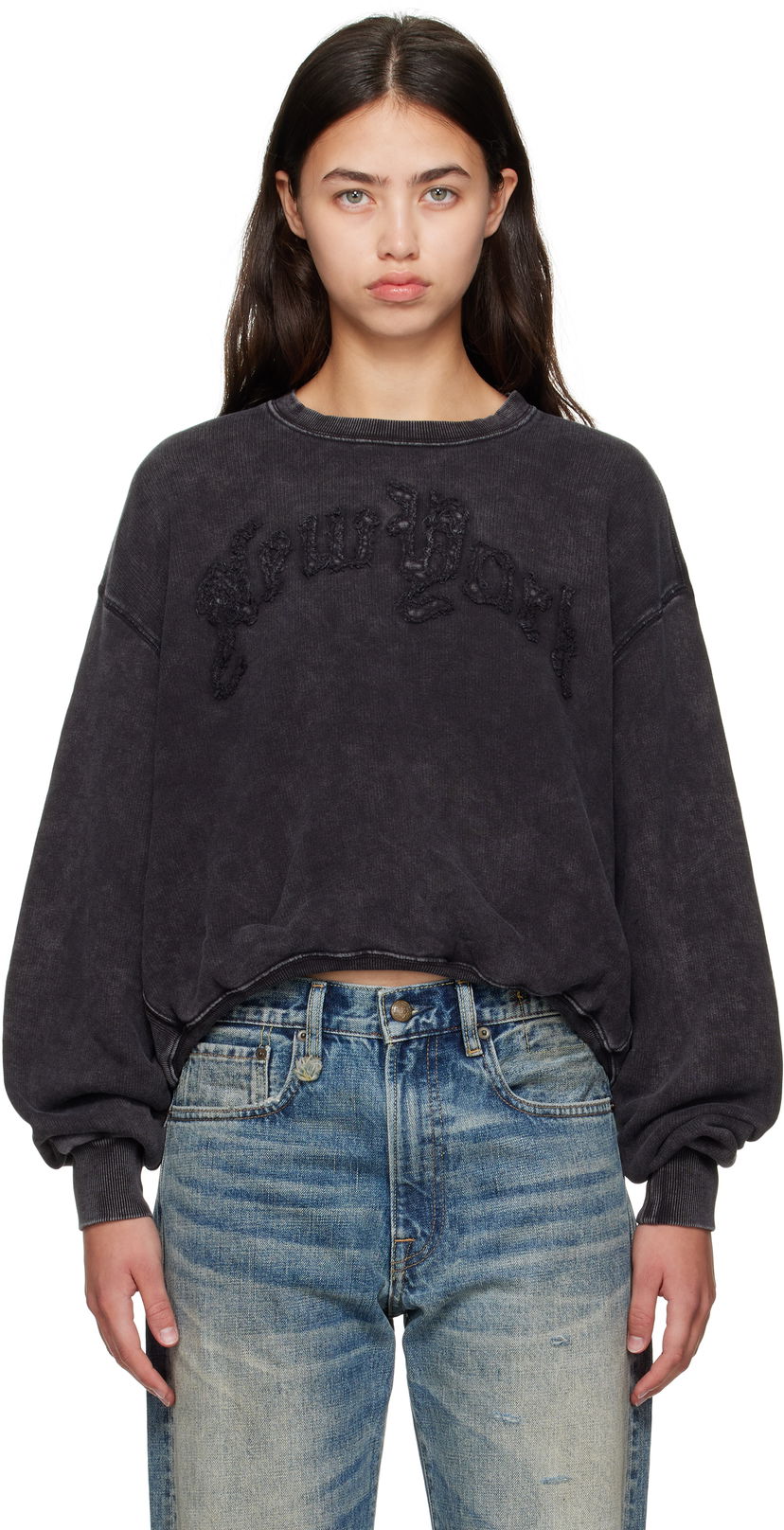 Mikina R13 R13 'New York' Balloon Crewneck Sweatshirt Čierna | R13WK260-K001O