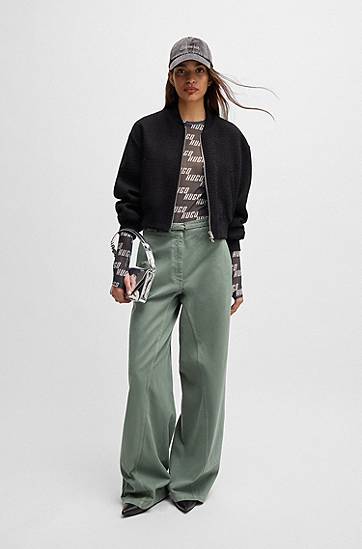 Tričko BOSS HUGO Stretch Mesh Logo-Print Top Šedá | 50534837, 1