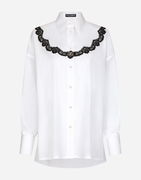 Dolce & Gabbana Oversize Poplin Shirt with DG Logo and Lace Garland