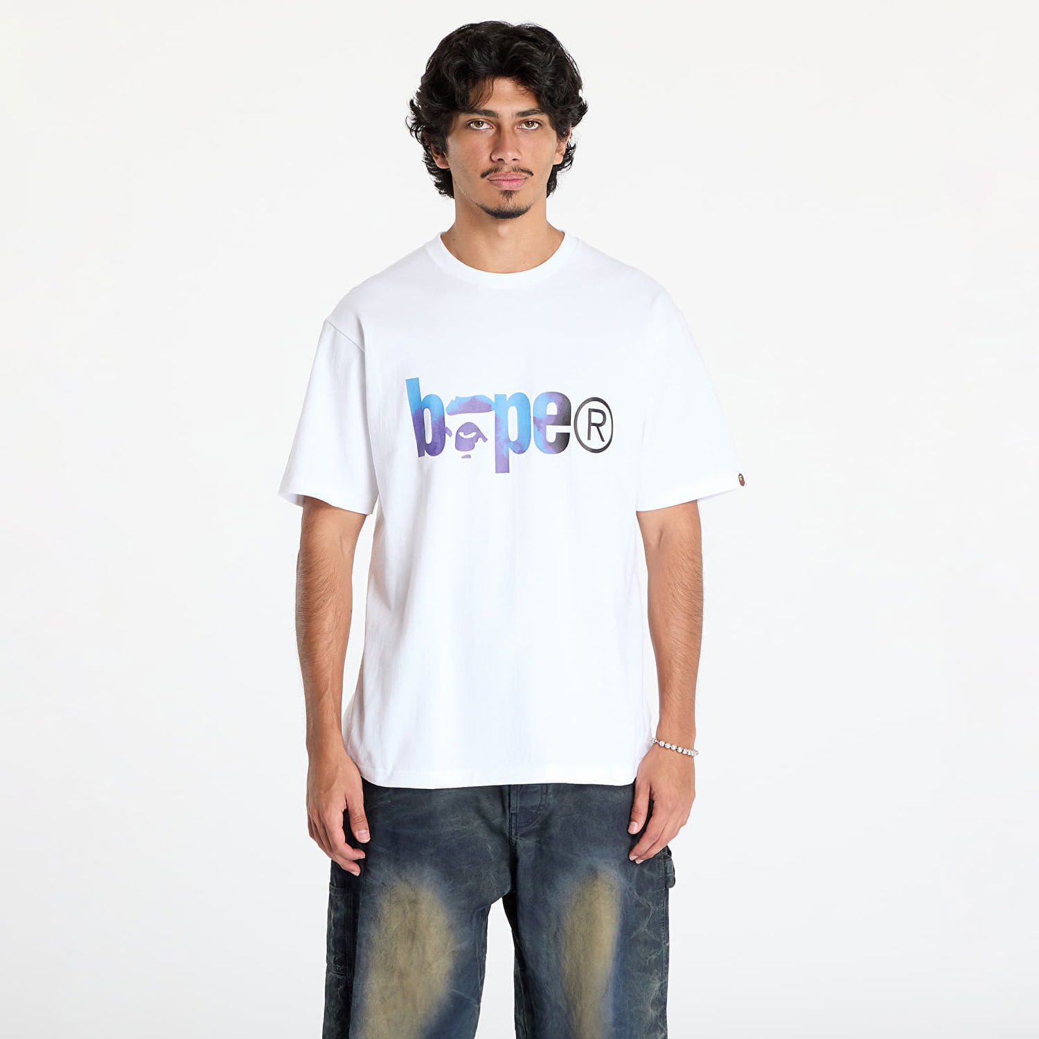 Tričko BAPE Tie Dye Bape Logo Tee White/ Black Biela | 001TEK801034M WH2, 0