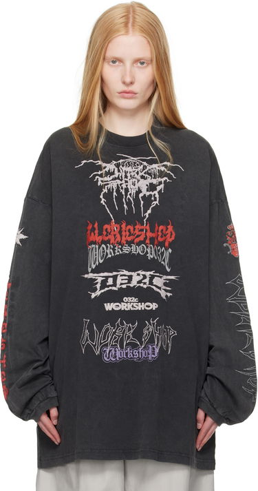 Tričko 032C 032c Telepresence Oversized Graphic Long Sleeve T-Shirt Čierna | S25-URC-0271-050-W, 0