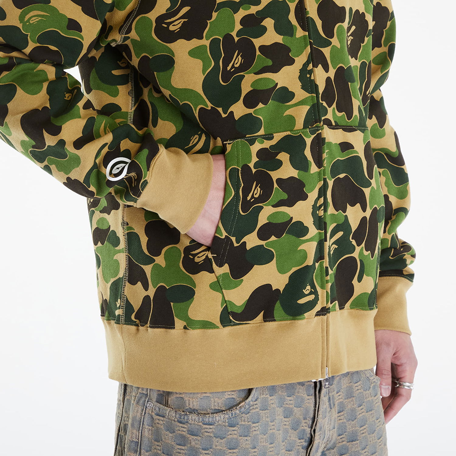Mikina BAPE Abc Camo Shark Full Zip Hoodie Zelené | 001ZPK301005M GRN, 1