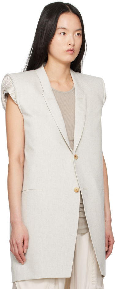 Vesta Rick Owens Rick Owens Hollywood Dirt Tailored Sleeveless Denim Blazer Béžová | RP01E7768 DRD, 1
