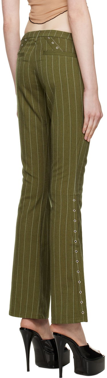 Nohavice Miaou Miaou Thea Pinstripe Flare Trousers Zelené | 1029SWBOVP, 2