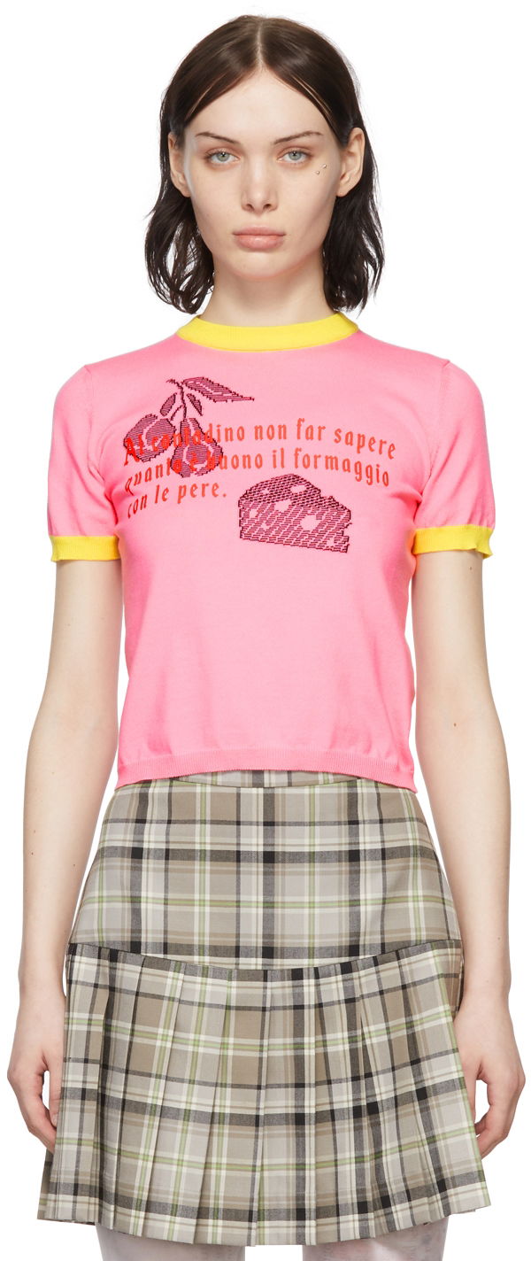 Crop Top CORMIO Cormio Cotton Graphic T-Shirt Ružová | PEAR WISDOM T-SHIRT, 0