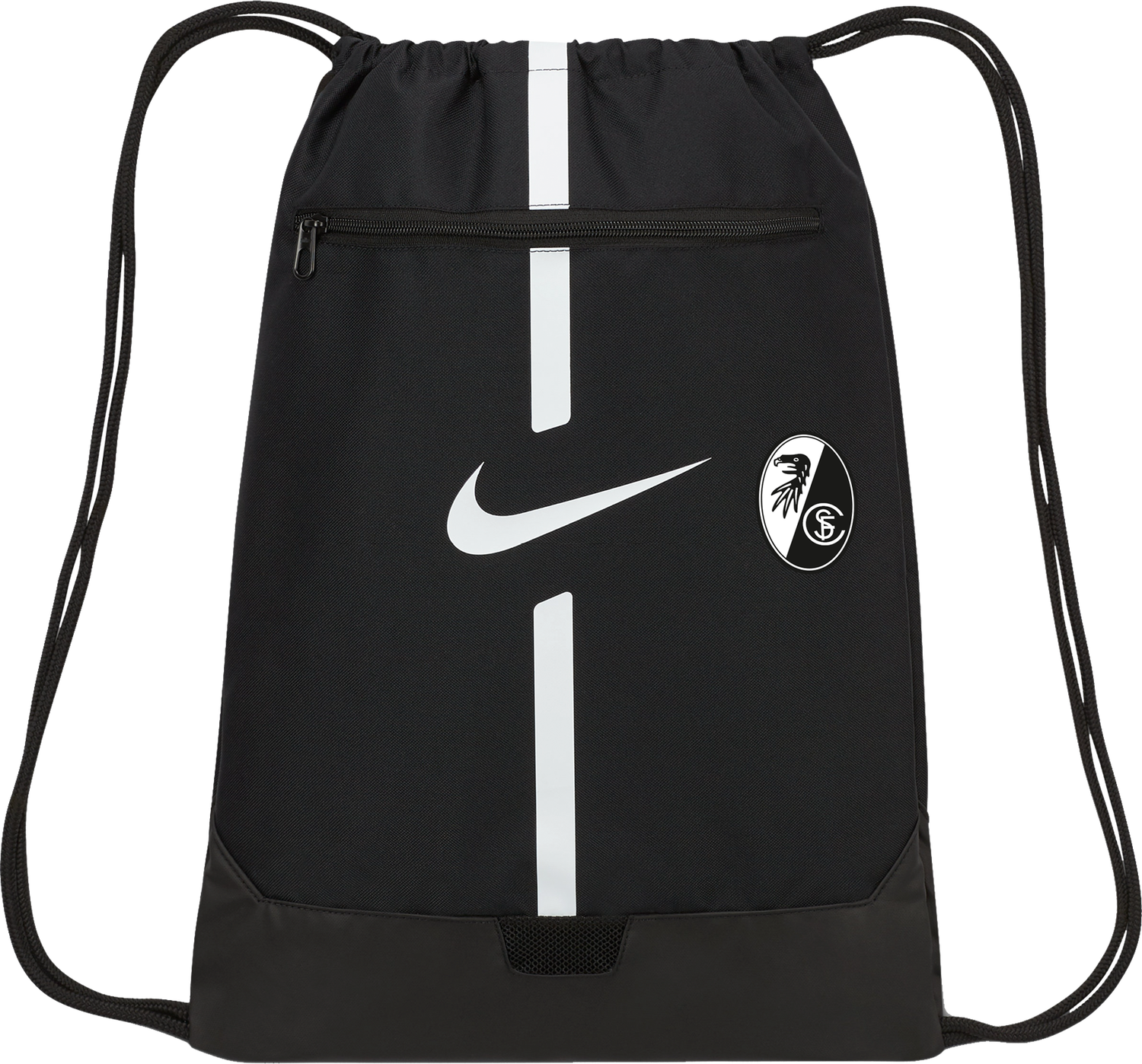Športový vak Nike SC Freiburg Gymsack with Zippered Pocket and Vertical Stripes Čierna | 5scfda5435-nocode, 0