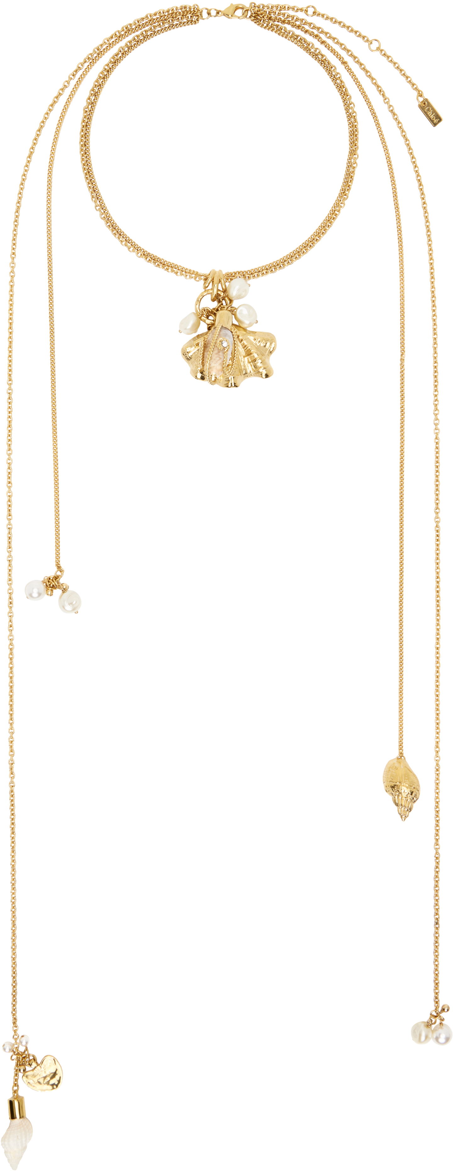 Náhrdelník CHLOÉ Chloé 'The Chloe Shells Scarf' Long Gold Necklace Metalická | CHC25UFO46SRP, 0